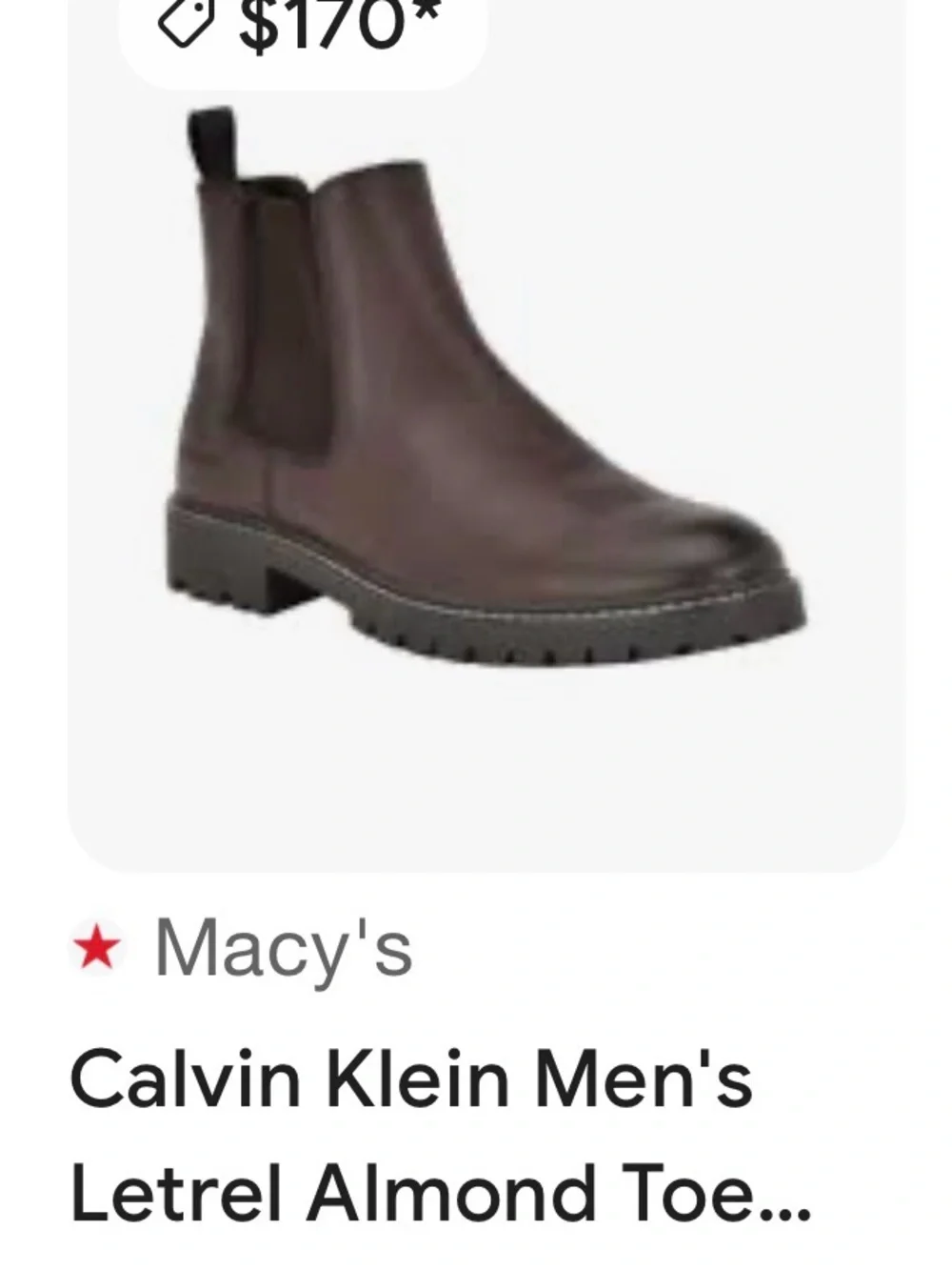 Brand New!!🔥🔥🔥🔥🔥Calvin Klein Men's Brown Leather Letrel Boots.